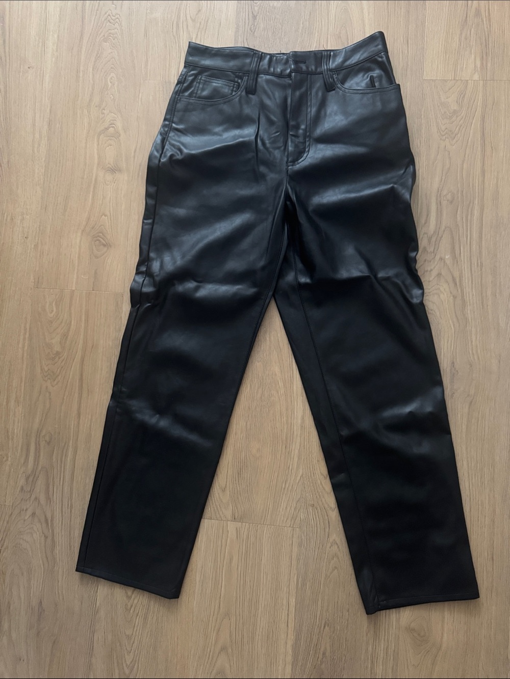 Madewell Black Faux Leather Straight-Leg Pants